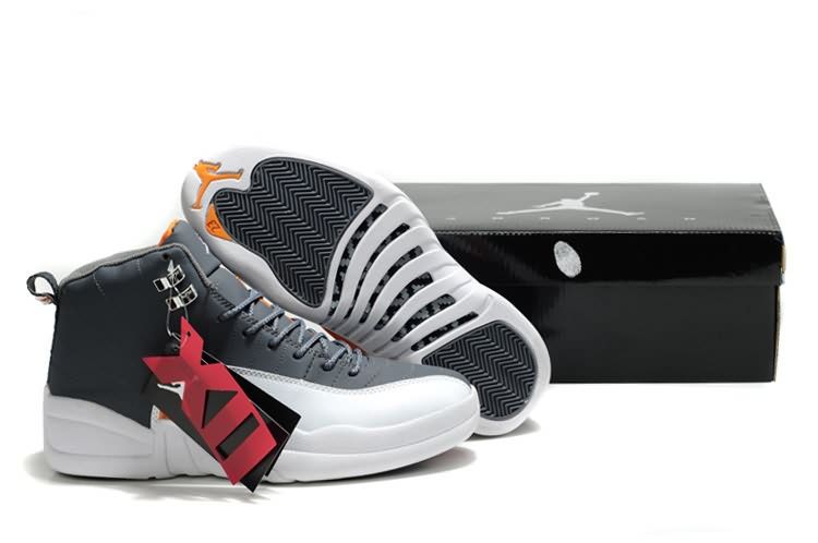 New 2014 Air Jordan 12 (XII) Retro Cool Grey White Team Orange Cheap